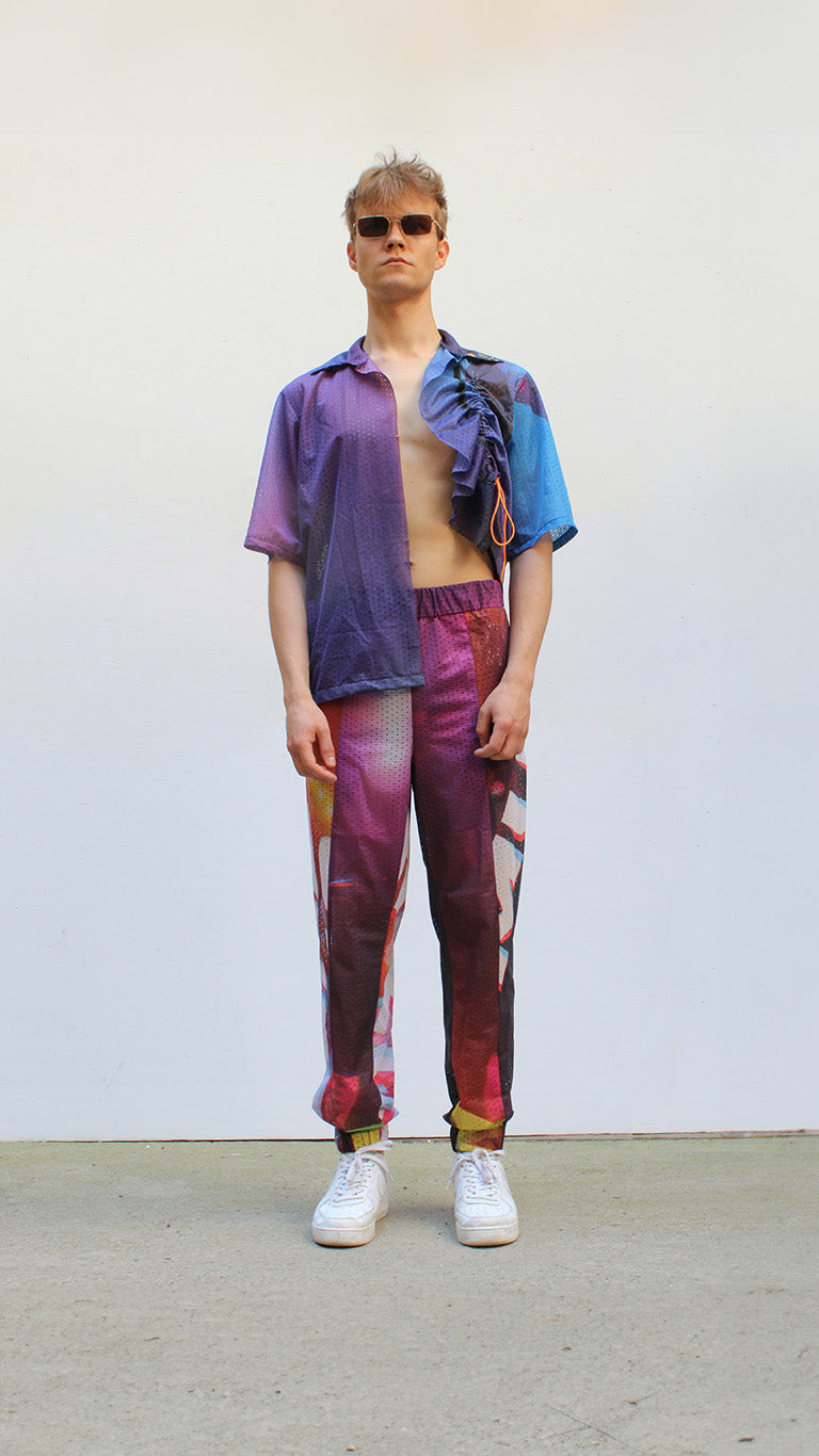 Upcycled banner shirt - asymmetric