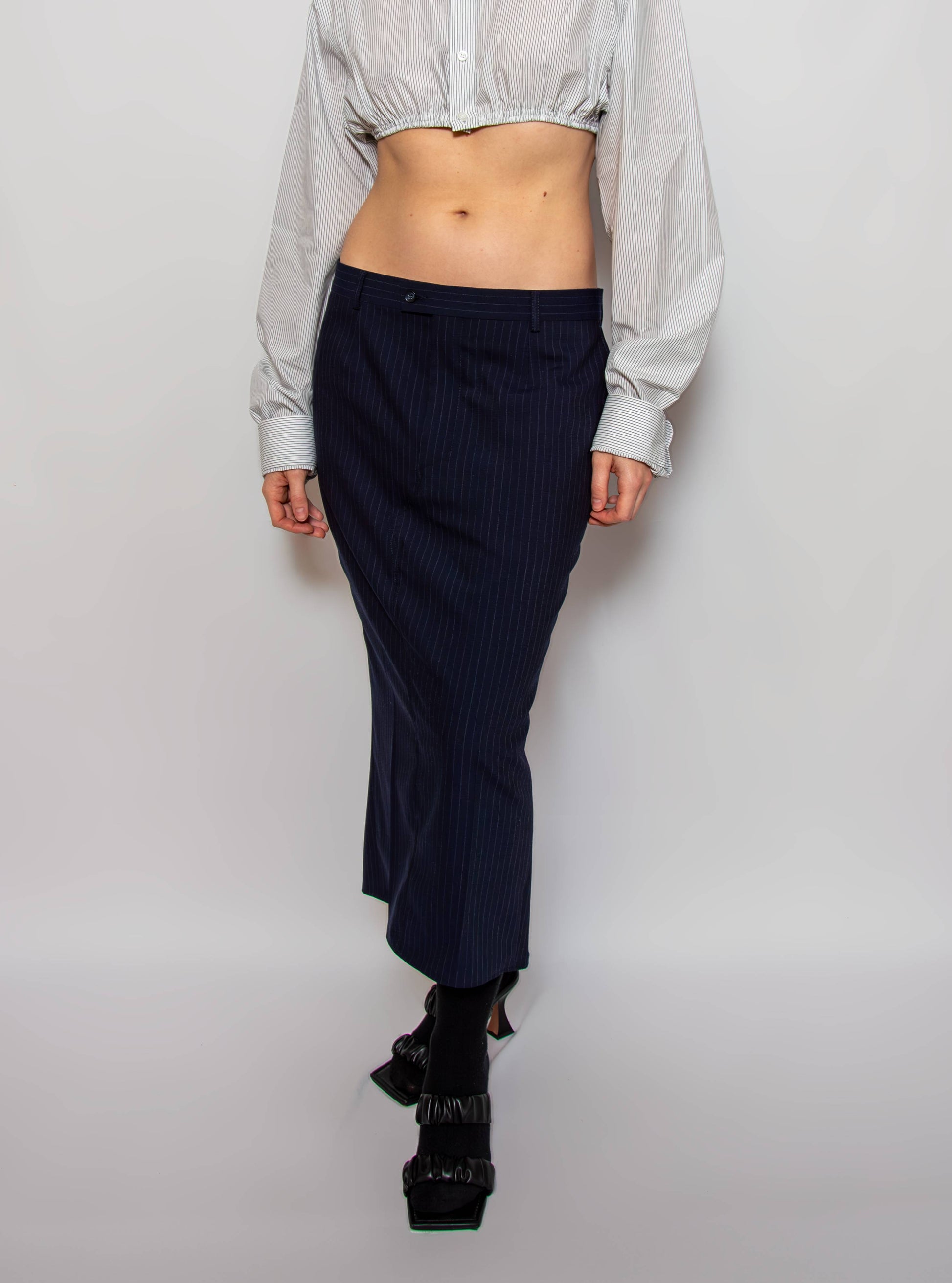 Upcycled long skirt with a split in the back