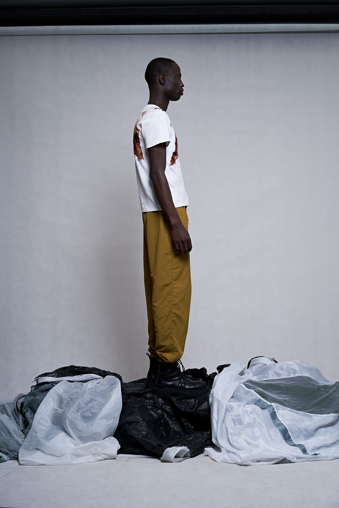 Upcycled tent t-shirt white