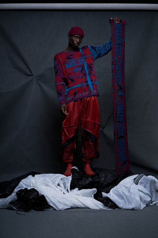 Bordeaux organic cotton long scarf with the slogan "GIVE A SHIFT"