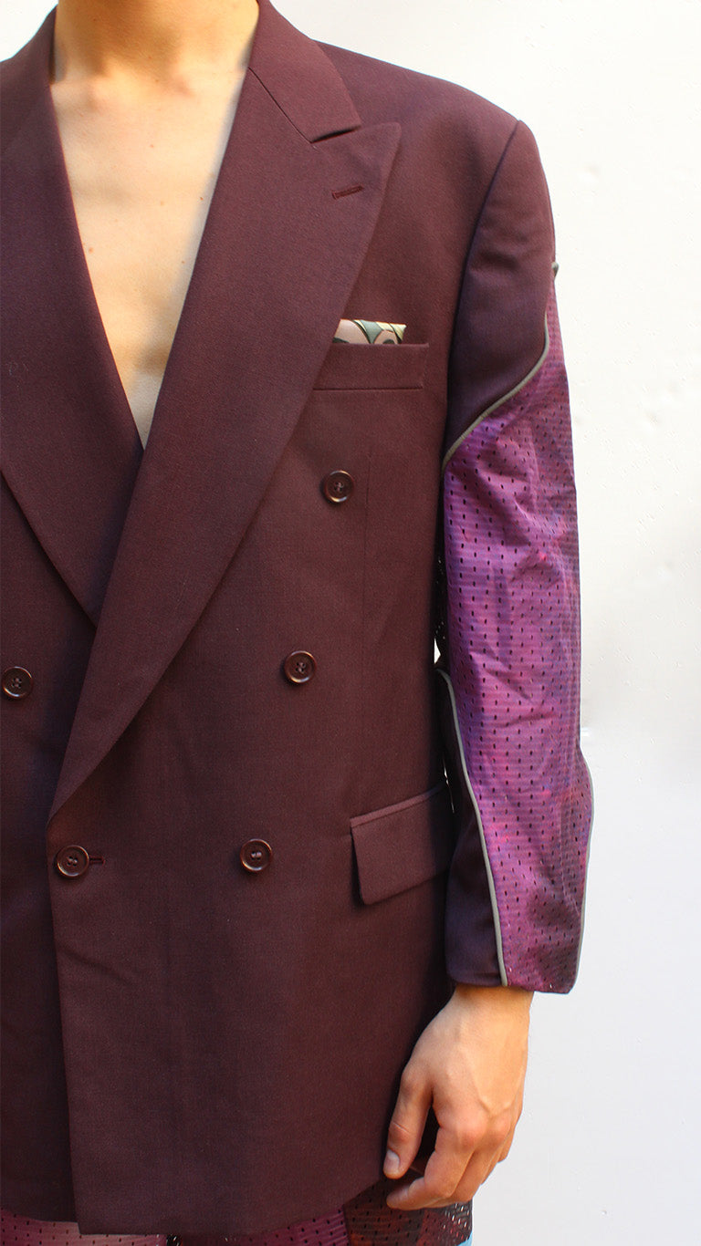 Upcycled blazer with banner detail