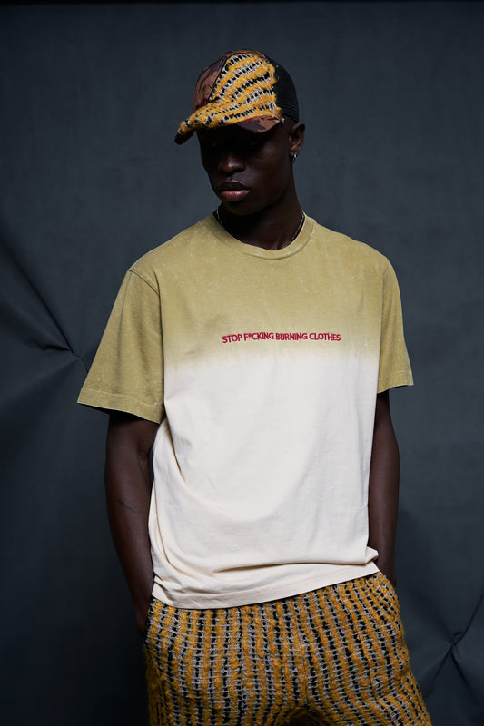 Sand OMBRE T-SHIRT with activist message detail