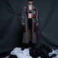 GREY & BORDEAUX TEXTURED DUSTER COAT with logo and tent fabric details